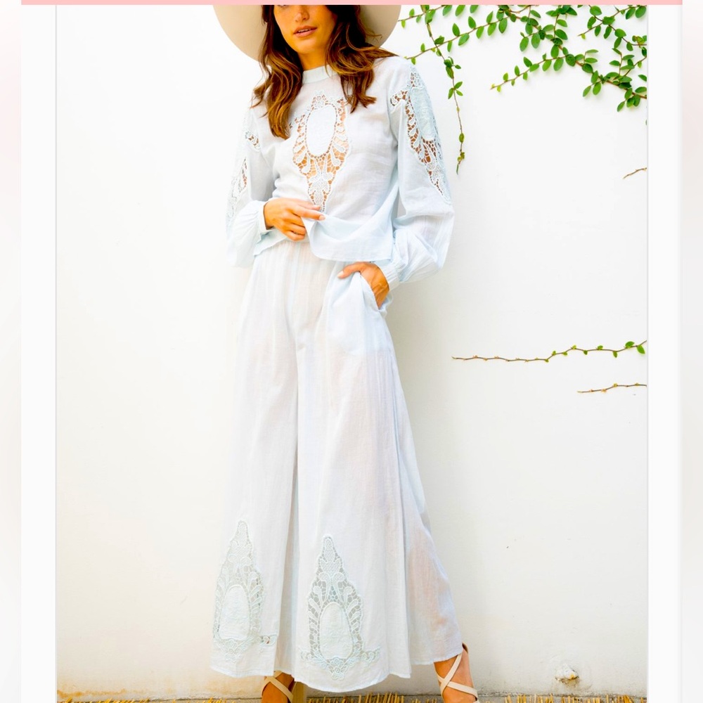 NWT Beatnik Philosophy Embroidered 20”WideLeg CottonLined Pants w/Pockets size L